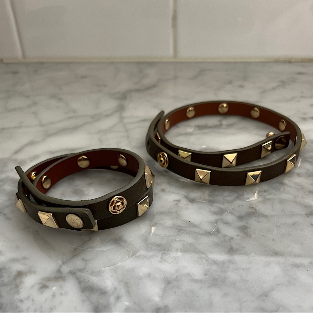 Pair India Hicks studded leather wrap bracelets